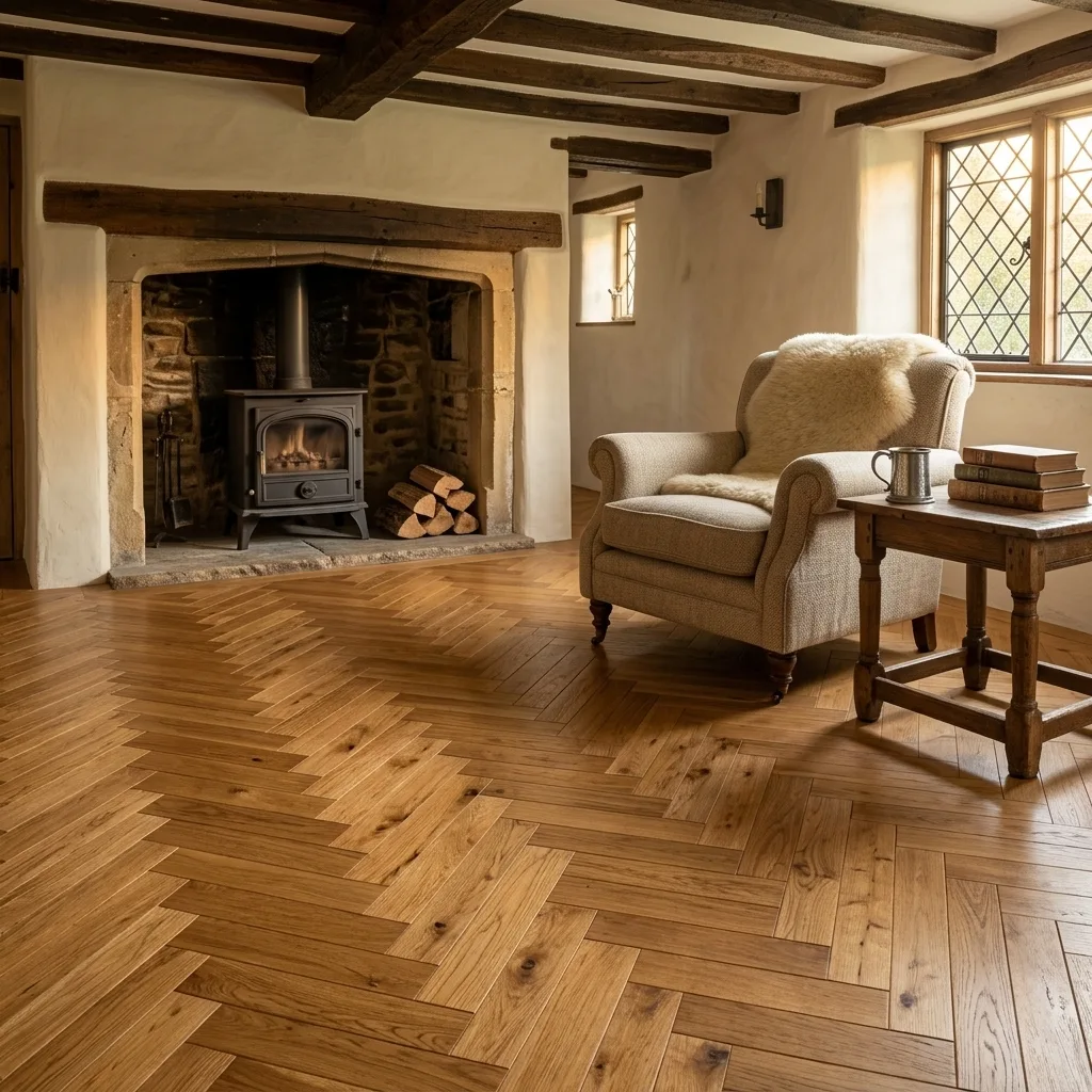 Chene 14mm Herringbone Golden Handscraped
