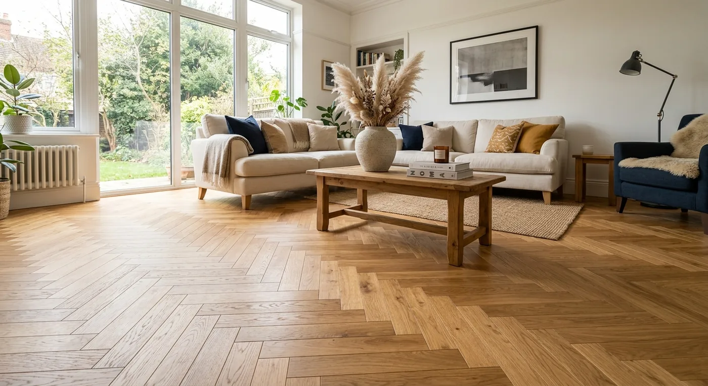 Natural Oak Matt Lacquered Herringbone