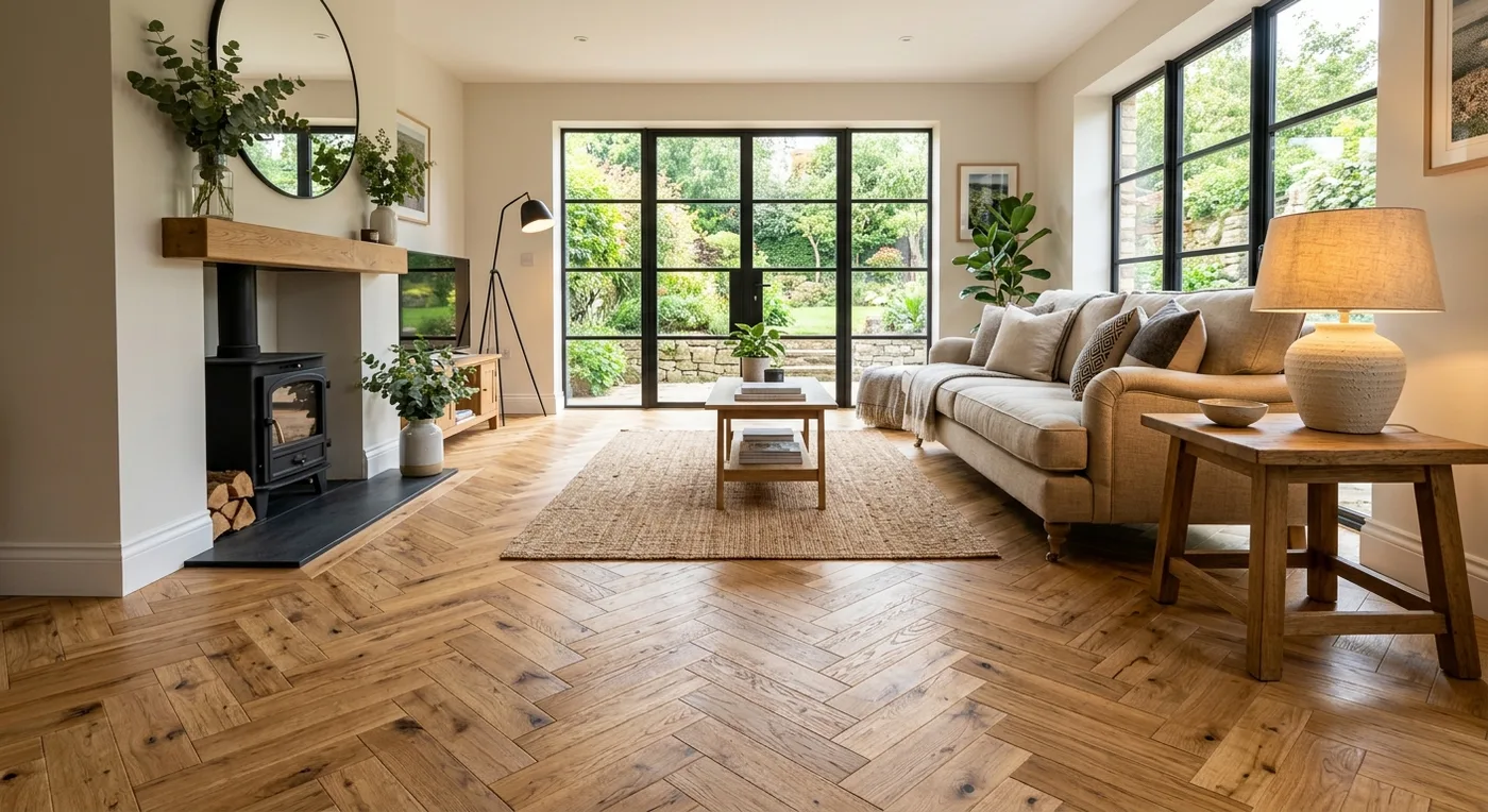 Rustic Brushed Oak Herringbone