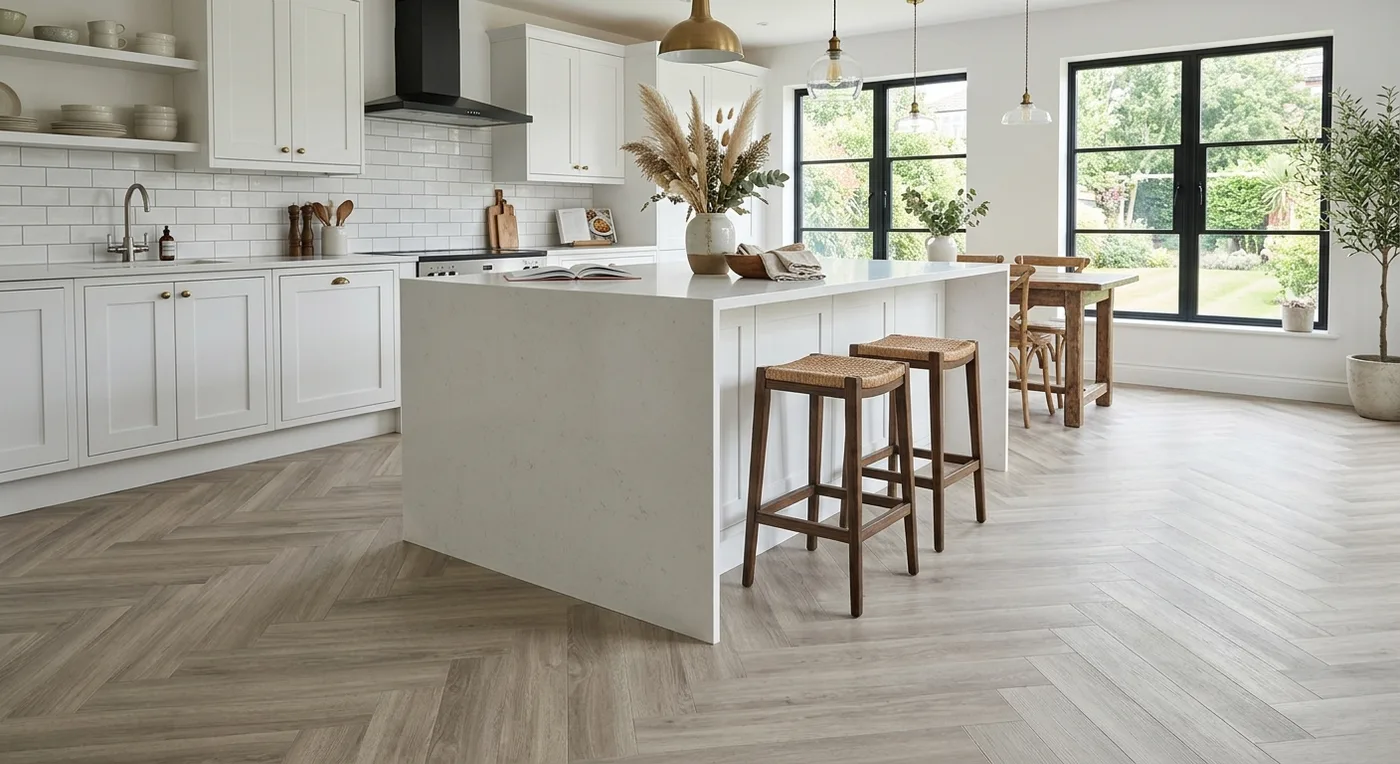 Textures Ash Herringbone flooring