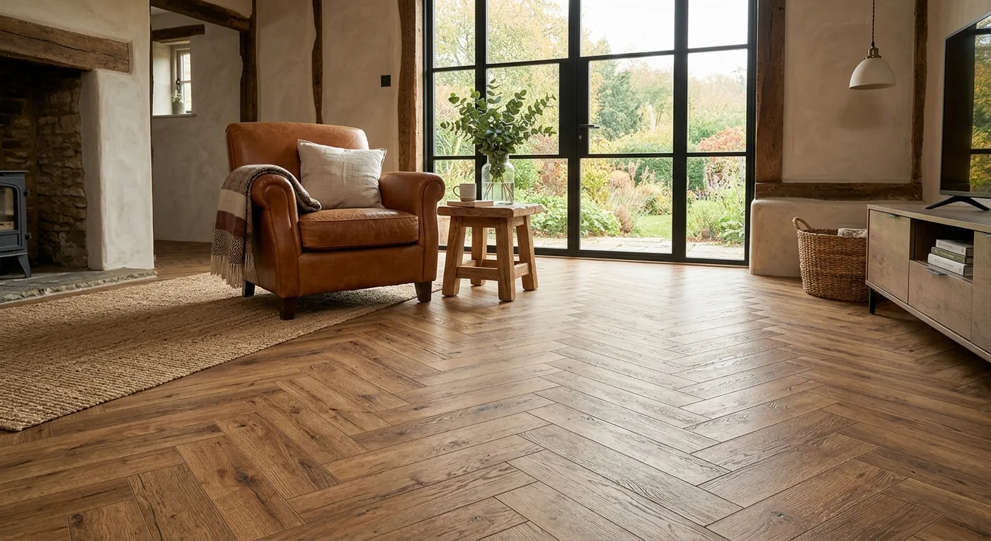 Textures Distressed Oak Herringbone flooring