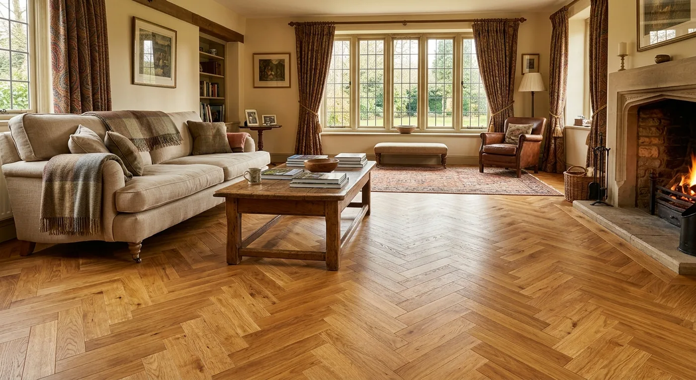 Textures Old English Oak Herringbone flooring