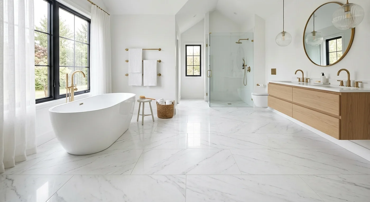 Textures Carrara White Stone flooring