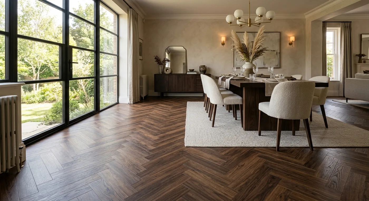 Textures TH16 Warm Walnut Herringbone flooring