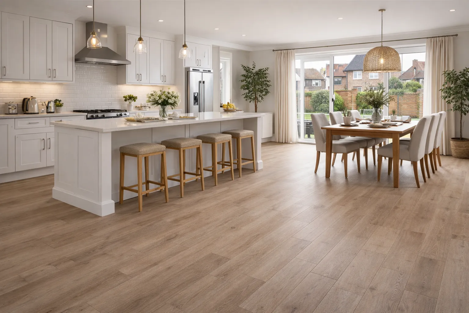 Kitchen diner with oak flooring