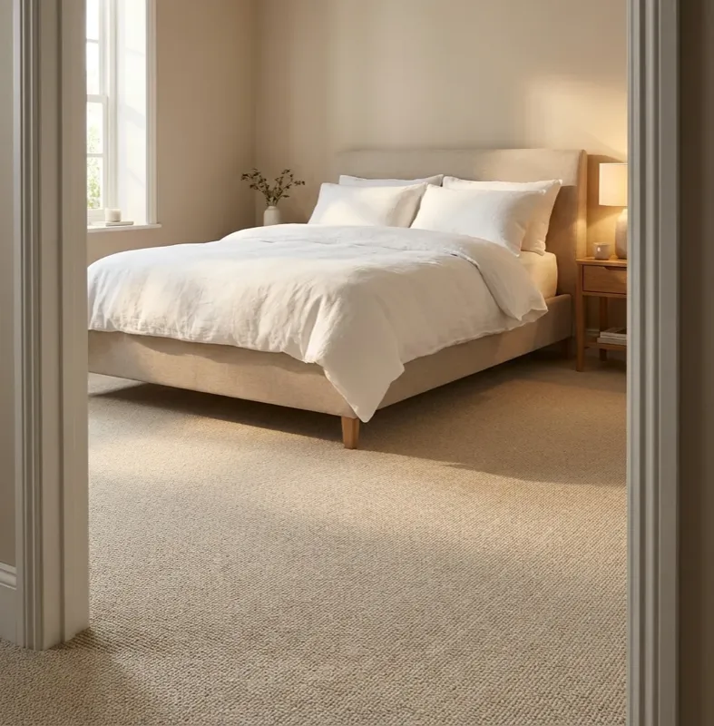 Apollo Elite Pale Angora in a bedroom
